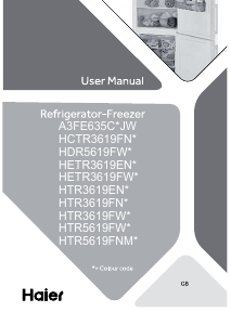 Handleiding Haier HTR3619ENPB(UK) Koel-vries combinatie