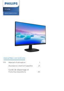 Mode d’emploi Philips 223V7QSB Moniteur LED