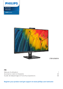 Mode d’emploi Philips 27B1U5601H Moniteur LED