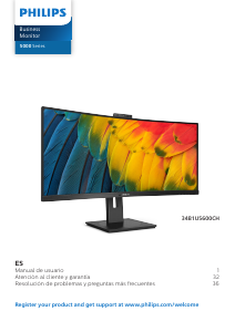 Manual de uso Philips 34B1U5600CH Monitor de LED