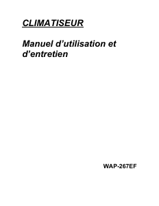 Mode d’emploi Equation WAP-267EF Climatiseur