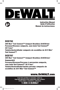 Mode d’emploi DeWalt DCD797D2 Perceuse visseuse