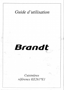 Mode d’emploi Brandt KE261WE1 Cuisinière