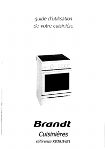 Mode d’emploi Brandt KE361WE1 Cuisinière