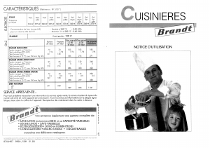 Mode d’emploi Brandt KF513N Cuisinière