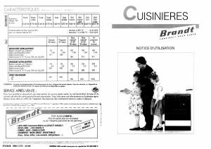 Mode d’emploi Brandt KF625CB Cuisinière