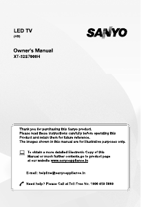 Bruksanvisning Sanyo XT-32S7000H LED TV