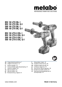 Bruksanvisning Metabo SB 18 LTX-3 BL Q I Drill-skrutrekker