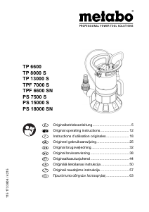 Manual Metabo PS 18000 SN Water Pump