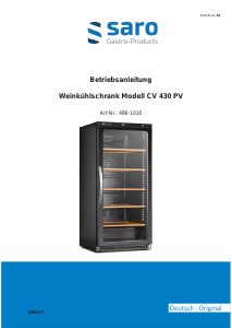 Bedienungsanleitung Saro CV 430 PV Weinklimaschrank
