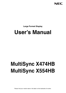 Handleiding NEC MultiSync X554HB LCD monitor