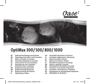 Bruksanvisning Oase OptiMax 800 Fontenepumpe