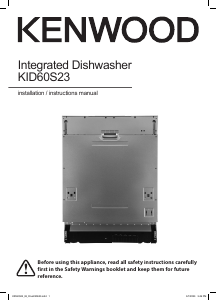 Manual Kenwood KID60S23 Dishwasher
