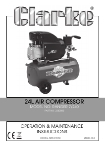 Manual Clarke Ranger 7/240 Compressor