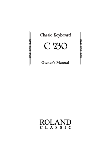 Manual Roland C-230 Digital Keyboard