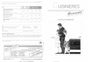 Mode d’emploi Brandt KFB628/2 Cuisinière