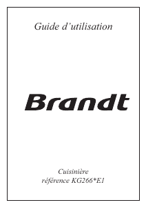 Mode d’emploi Brandt KG266WE1 Cuisinière