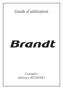 Mode d’emploi Brandt KG269XE1 Cuisinière
