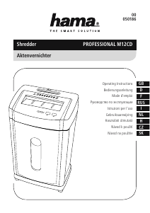 Használati útmutató Hama Professional M12CD Iratmegsemmisítő