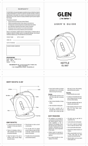 Bruksanvisning Glen GL 9007 Vattenkokare