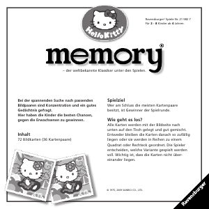 Manuale Ravensburger Hello Kitty Memory