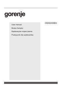 Manual Gorenje CMA9200BG Coffee Machine