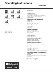 Manual Hotpoint LDF 12314 Máquina de lavar louça