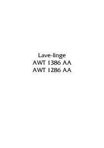 Mode d’emploi Arthur Martin-Electrolux AWT 1286 AA Lave-linge