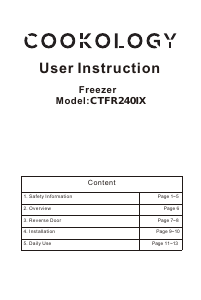 Manual Cookology CTFR240IX Refrigerator