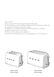 Manual Smeg TSF01GREU Toaster