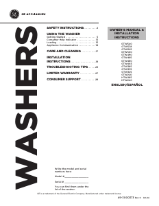 Handleiding GE GTW325ASWWW Wasmachine