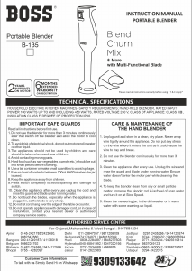 Handleiding Boss B135 Staafmixer
