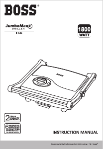 Manual Boss B525 JumboMaxx Contact Grill