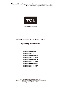 Manual TCL RB315GM1210GR Fridge-Freezer