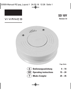 Mode d’emploi Vivanco SD 10Y Détecteur de fumée
