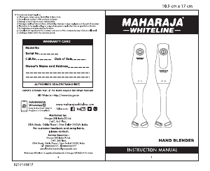 Manual Maharaja Whiteline Speedmix Plus Hand Blender