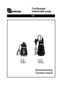 Manual Zehnder ZM 280 Water Pump