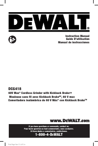 Manual de uso DeWalt DCG418B Amoladora angular