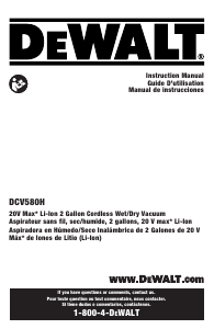 Manual DeWalt DCV580H Vacuum Cleaner