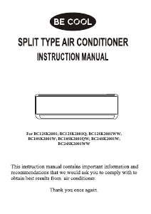 Handleiding Be Cool BC18SK2001QW Airconditioner