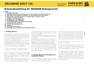 Bedienungsanleitung Secumar Golf 150 Rettungsweste