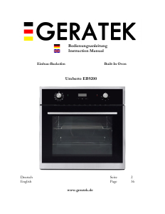 Manual Geratek Umberto EB9200 Oven