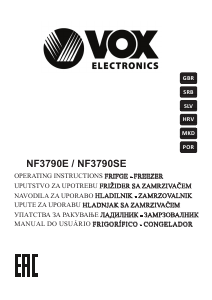 Handleiding Vox NF3790E Koel-vries combinatie