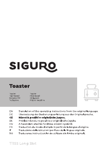 Manual Siguro TO-T11SS-1LS Prăjitor de pâine