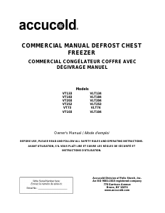 Mode d’emploi Accucold VT183 Congélateur