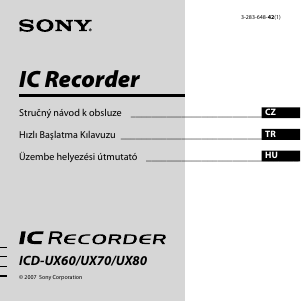Használati útmutató Sony ICD-UX80 Hangrögzítő