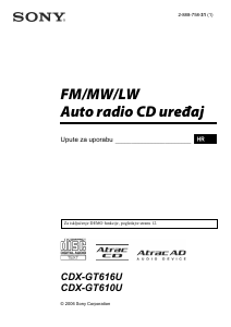 Priručnik Sony CDX-GT616U Radioprijamnik za automobil