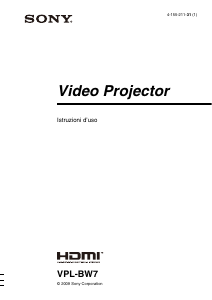 Manuale Sony VPL-BW7 Proiettore