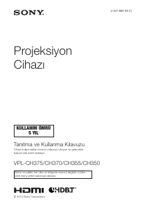 Kullanım kılavuzu Sony VPL-CH350 Projektör