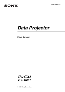 Mode d’emploi Sony VPL-CX63 Projecteur